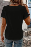 Solid Color V-neck Short Sleeved T-shirt