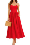 Solid Color Slim Fit Waist Cinching Dress