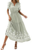 Bohemian Short Sleeved Waist Cinching Dress