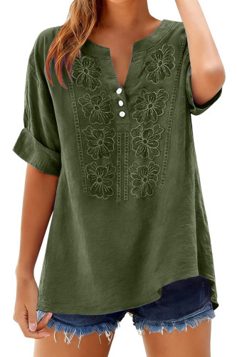 Embroidered Seven Quarter Sleeved Shirt
