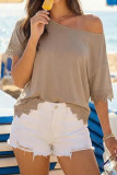 Round Neck Lace Short Sleeved Shirt