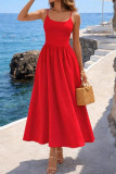 Solid Color Slim Fit Waist Cinching Dress