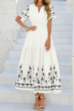 Bohemian Short Sleeved Waist Cinching Dress