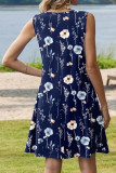 Printed Sleeveless Pocket Loose Dress