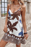 V-neck Printed Camisole Backless Dress