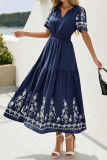 Bohemian Short Sleeved Waist Cinching Dress