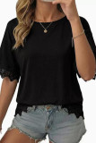 Round Neck Lace Short Sleeved Shirt