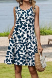 Printed Sleeveless Pocket Loose Dress