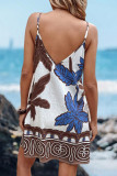 V-neck Printed Camisole Backless Dress