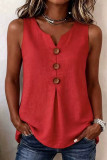 V-neck Cotton Linen Button Sleeveless Vest