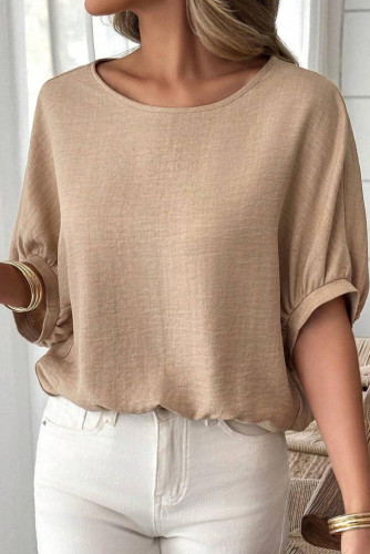 Round Neck Short Sleeved Loose Shirt