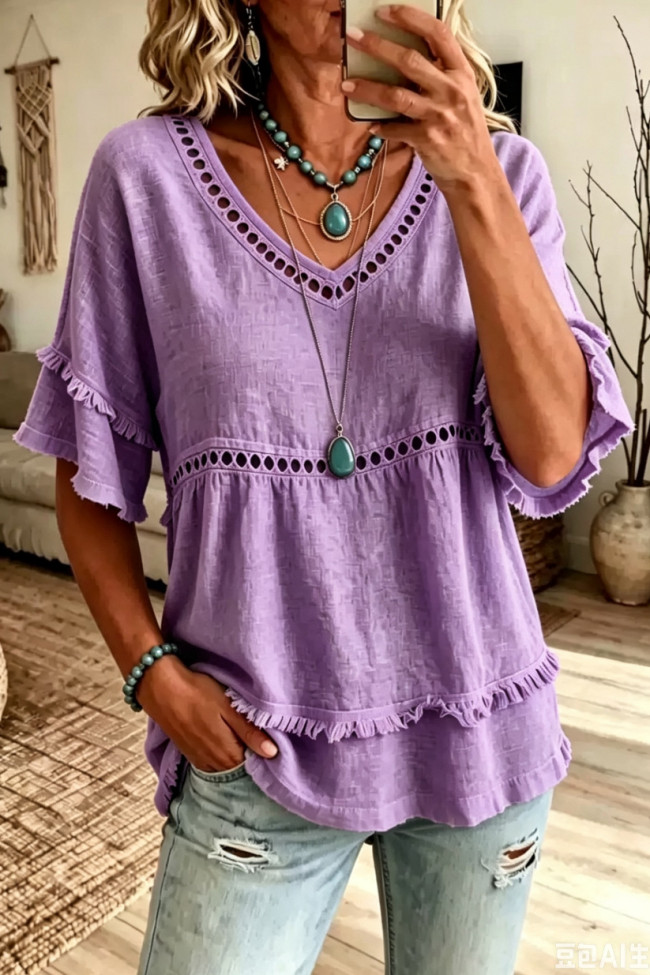 V-neck Loose Comfortable T-shirt