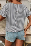 Striped Ruffled Short Sleeved Shirt