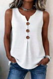 V-neck Cotton Linen Button Sleeveless Vest