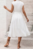Lapel Waist Cinching Shirt Dress