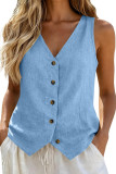 Sleeveless V-neck Button Vest