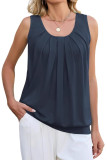 Solid Color Round Neck Sleeveless Vest
