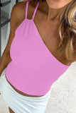 Solid Color Single Shoulder Sleeveless Vest