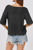 Round Neck Hollowed Out Loose Knit Sweater