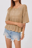 Round Neck Hollowed Out Loose Knit Sweater