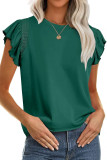 Round Neck Ruffled Short Sleeved T-shirt
