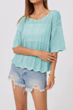 Round Neck Hollowed Out Loose Knit Sweater