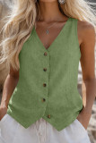 Sleeveless V-neck Button Vest