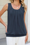 Solid Color Round Neck Sleeveless Vest
