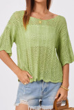 Round Neck Hollowed Out Loose Knit Sweater