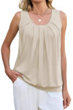 Solid Color Round Neck Sleeveless Vest