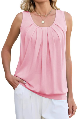 Solid Color Round Neck Sleeveless Vest