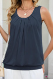 Solid Color Round Neck Sleeveless Vest