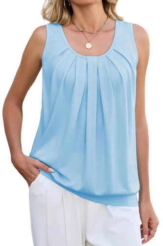 Solid Color Round Neck Sleeveless Vest