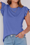 Round Neck Ruffled Short Sleeved T-shirt