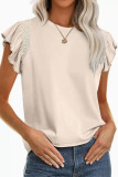 Round Neck Ruffled Short Sleeved T-shirt