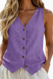 Sleeveless V-neck Button Vest
