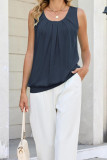 Solid Color Round Neck Sleeveless Vest