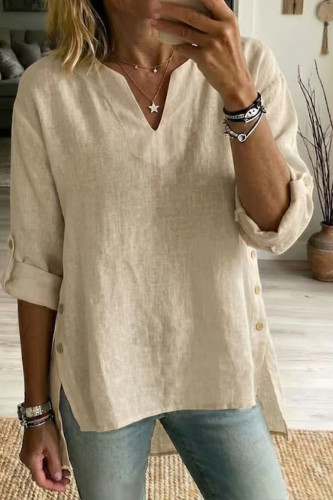 V-neck Nine Quarter Sleeve T-shirt