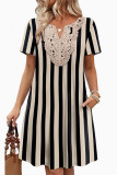 Printed V-neck Short Sleeved Dress