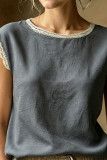 Round Neck Lace Hollow Sleeveless Vest