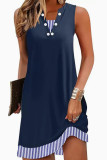 V-neck Sleeveless Striped Pocket Dress
