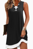 V-neck Sleeveless Striped Pocket Dress