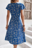 Floral Print Square Neck Short Sleeve Dress