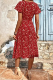 Floral Print Square Neck Short Sleeve Dress