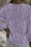 V-neck Lace Printed Bubble Sleeve Shirt