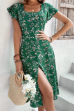 Floral Print Square Neck Short Sleeve Dress