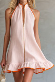 Sleeveless Contrasting Ruffle Edge Dress