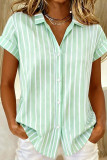 Large Size Lapel Short Sleeve Striped Shirt