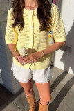 Round Neck Short Sleeved Knitted Sweater