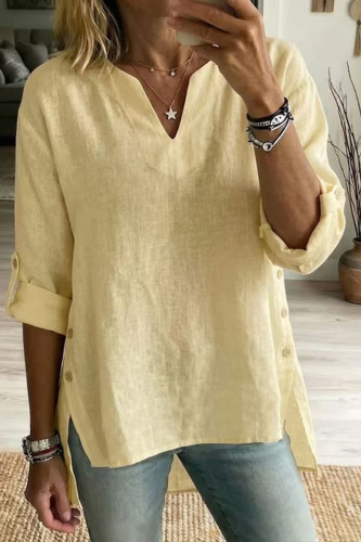 V-neck Nine Quarter Sleeve T-shirt